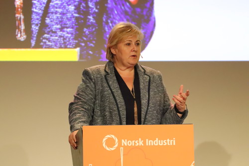 Statsminister Erna Solberg (H) under Industrikonferansen.  